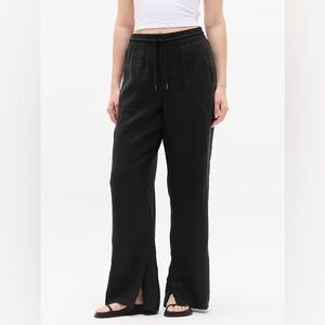 Athleta Retreat Linen High Rise Wide Leg Pant, Black, Size Medium, VGUC